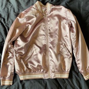 Pink satin bomber jacket